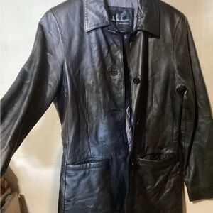 Women’s Nicole Miller New York Butter Soft Black Leather Blazer Jacket Size S